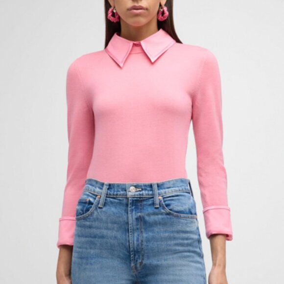 NWT! Alice and Olivia Collared Sweater in Cherry Blossom - Size Small - Picture 1 of 5